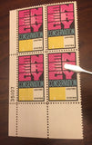 US Stamp Error #1547b Orange And Green Omitted, Plate Block 4, Mint NH PF Cert
