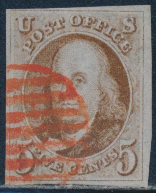 US #1 1847 WITH 4 MARGINS USED