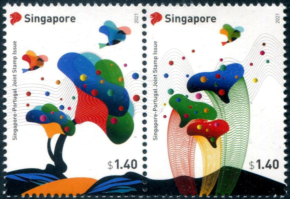 SING2021-07 Singapore Diplomatic Relations with Portugal Joint Issue Setenant Pair (1)