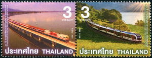 THAI2021-13 THAILAND Diplomatic Relations with Switzerland - Trains Setenant Pair (1)