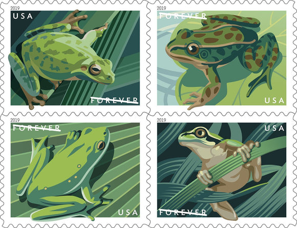 US #5395-5398 2019  Frogs